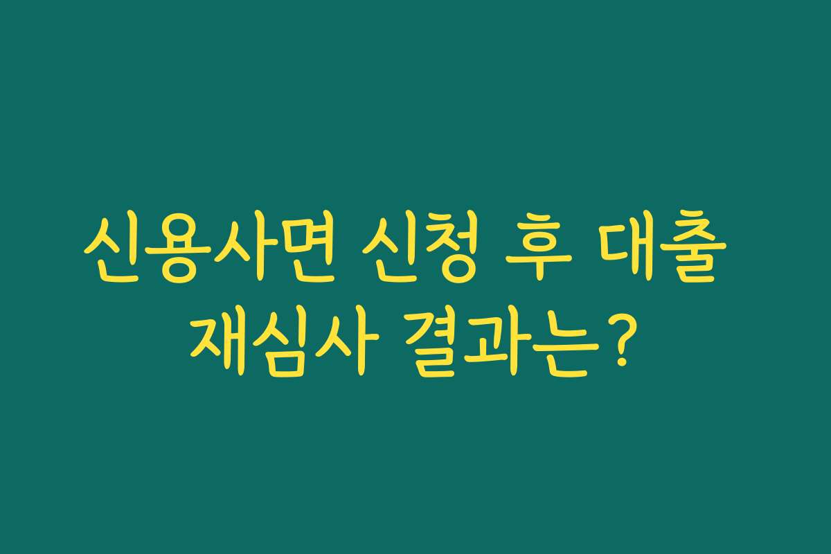 신용사면 신청 후 대출 재심사 결과는?