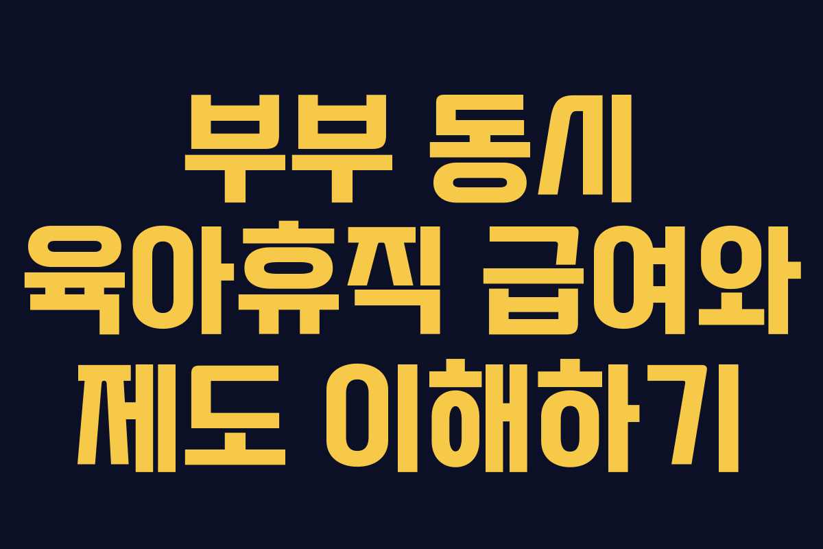 부부 동시 육아휴직 급여와 제도 이해하기 부부 동시 육아휴직 급여와 제도 이해하기