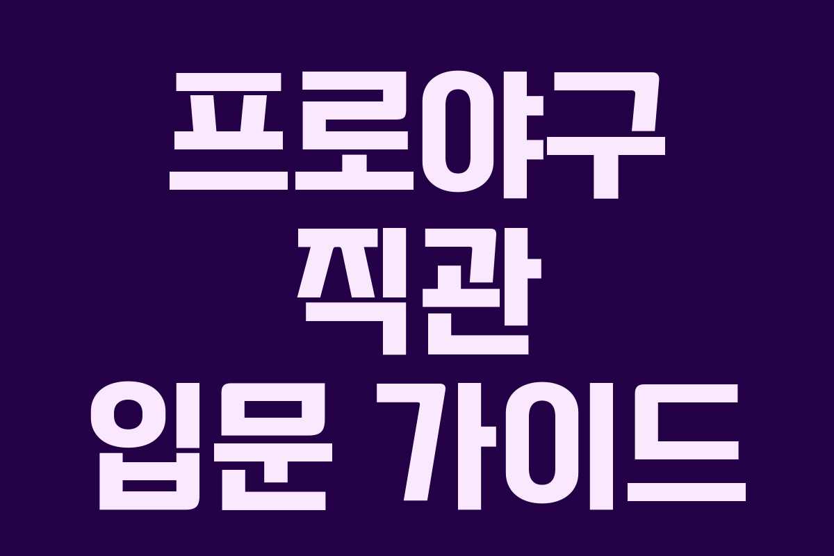 프로야구 직관 입문 가이드 프로야구 직관 입문 가이드