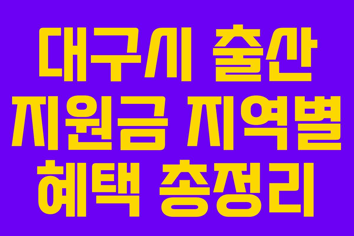 대구시 출산 지원금 지역별 혜택 총정리 대구시 출산 지원금 지역별 혜택 총정리