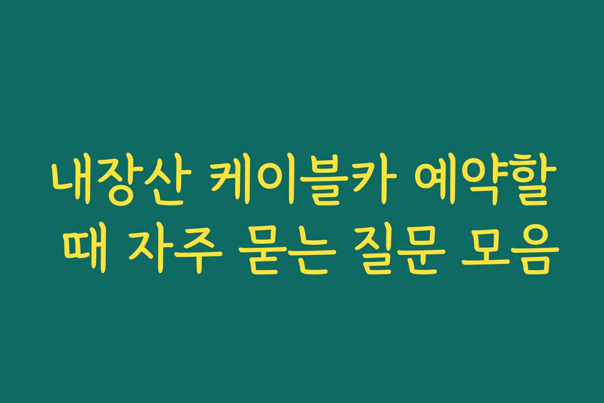 내장산 케이블카 예약할 때 자주 묻는 질문 모음