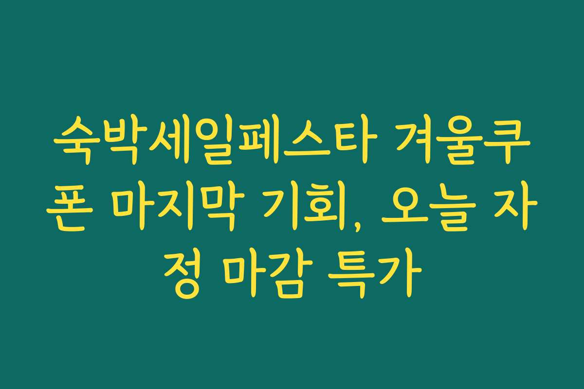 숙박세일페스타 겨울쿠폰 마지막 기회, 오늘 자정 마감 특가