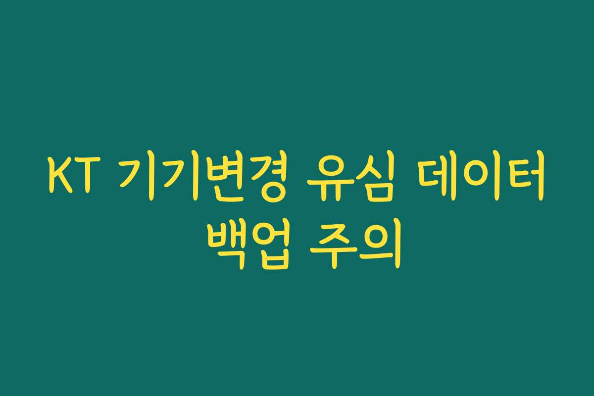 KT 기기변경 유심 데이터 백업 주의