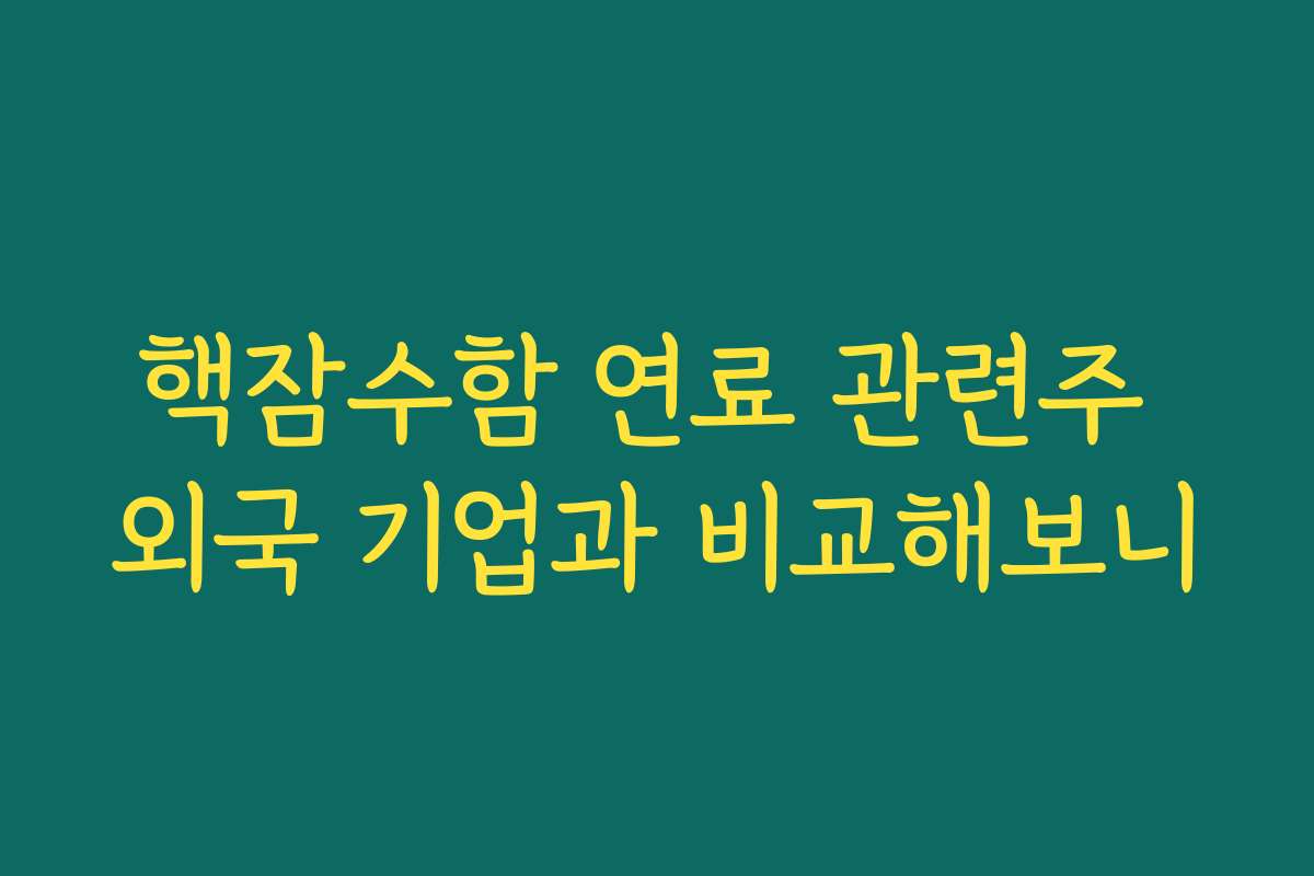 핵잠수함 연료 관련주 외국 기업과 비교해보니