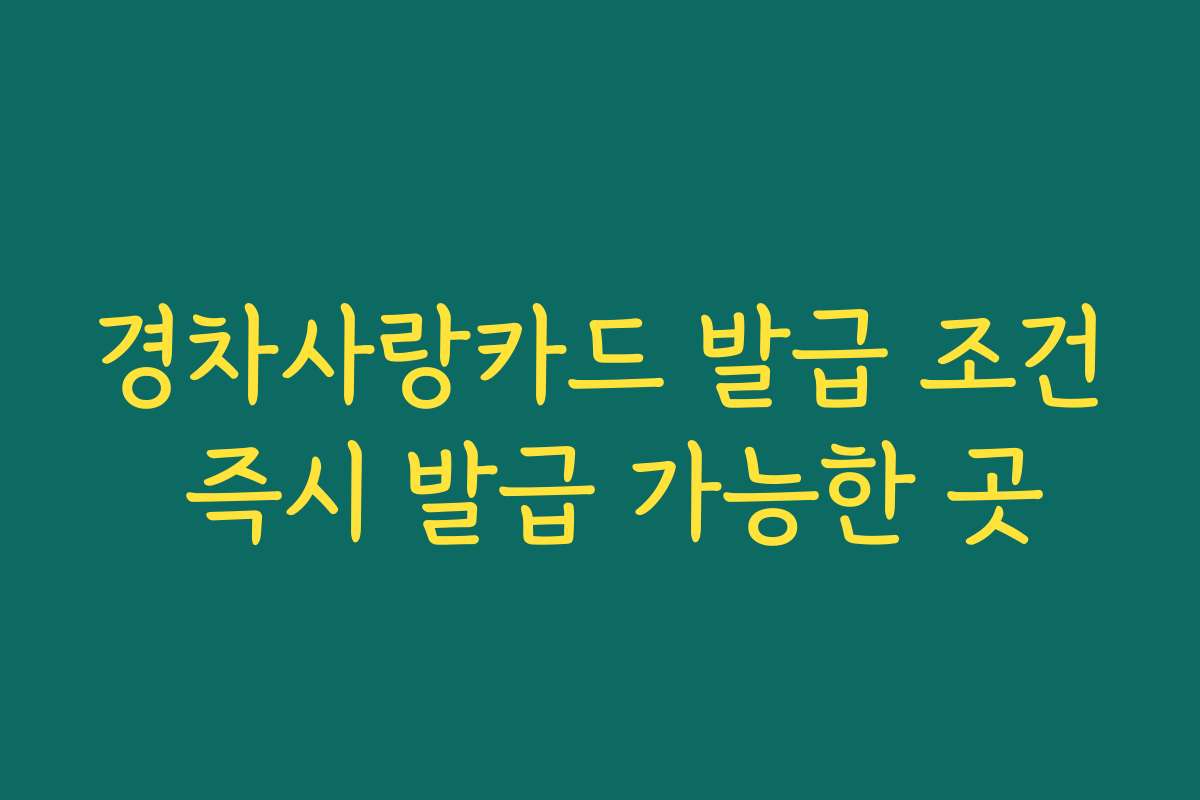 경차사랑카드 발급 조건 즉시 발급 가능한 곳
