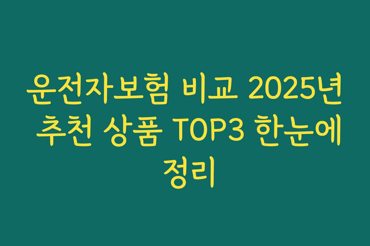 운전자보험 비교 2025년 추천 상품 TOP3 한눈에 정리