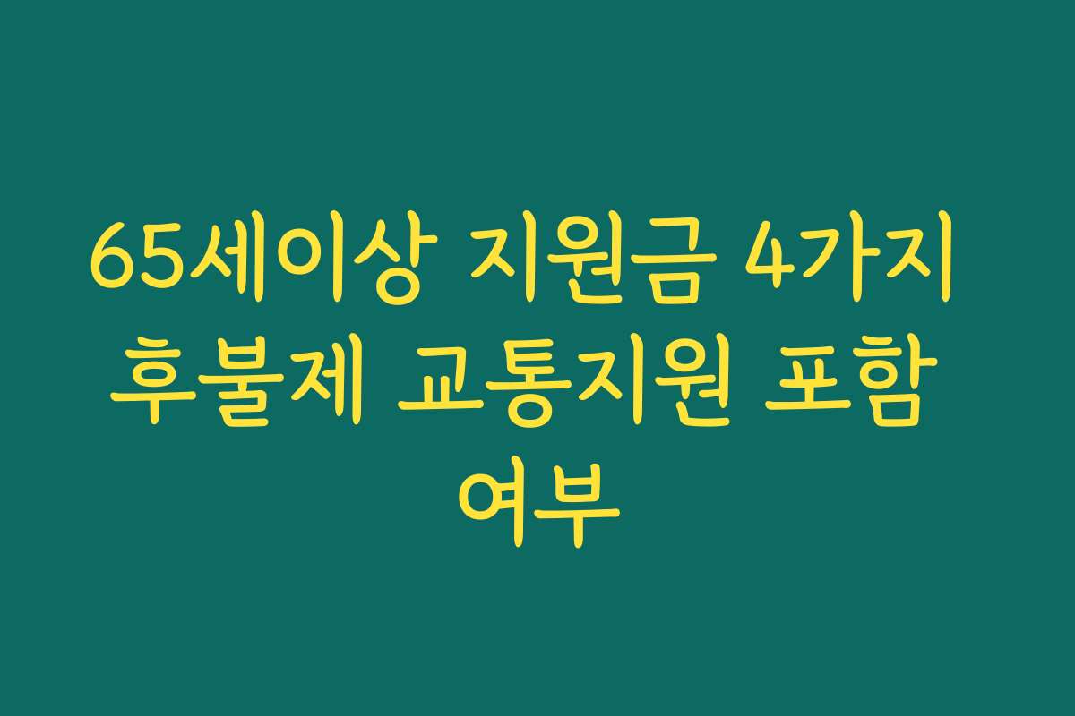 65세이상 지원금 4가지 후불제 교통지원 포함 여부