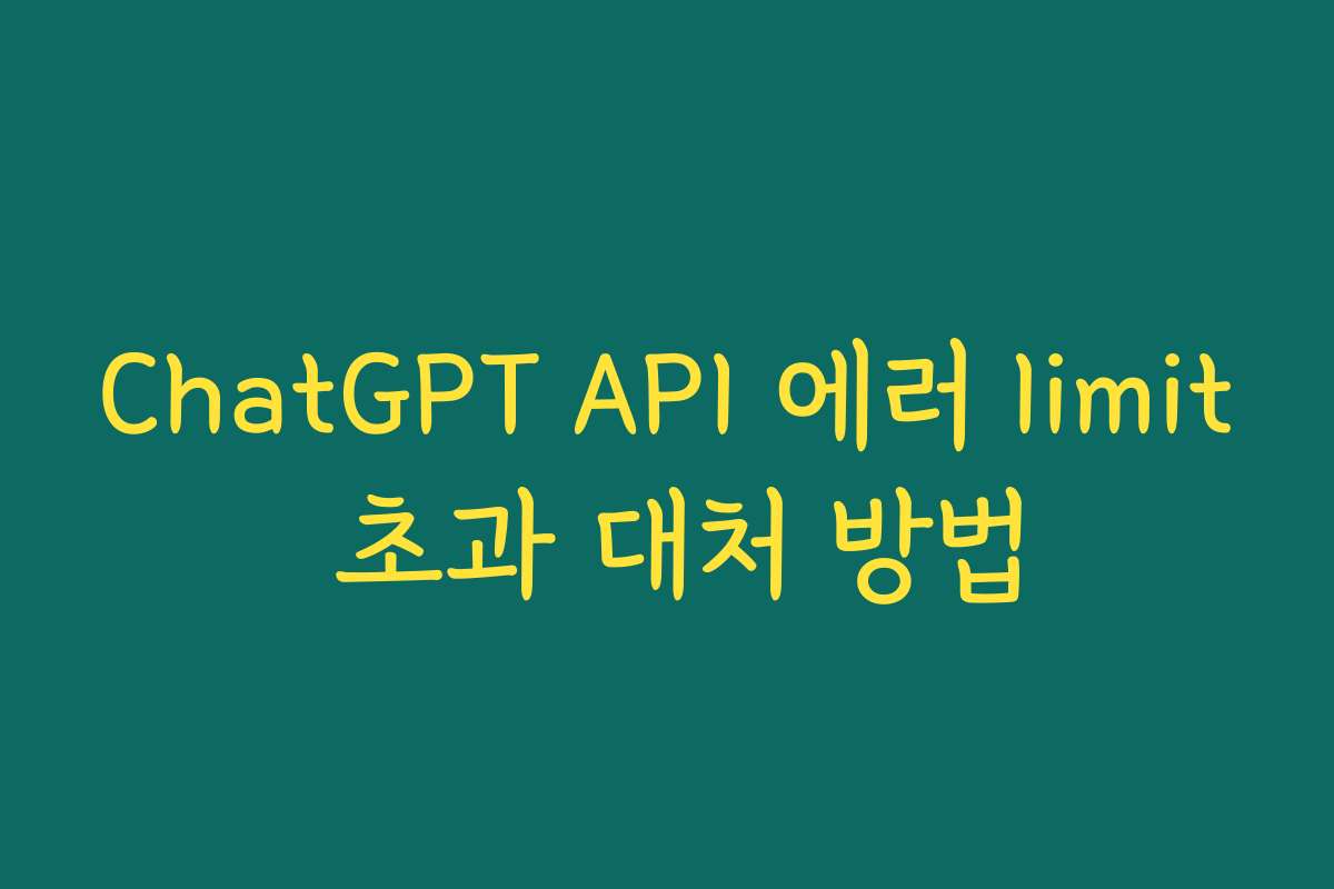ChatGPT API 에러 limit 초과 대처 방법