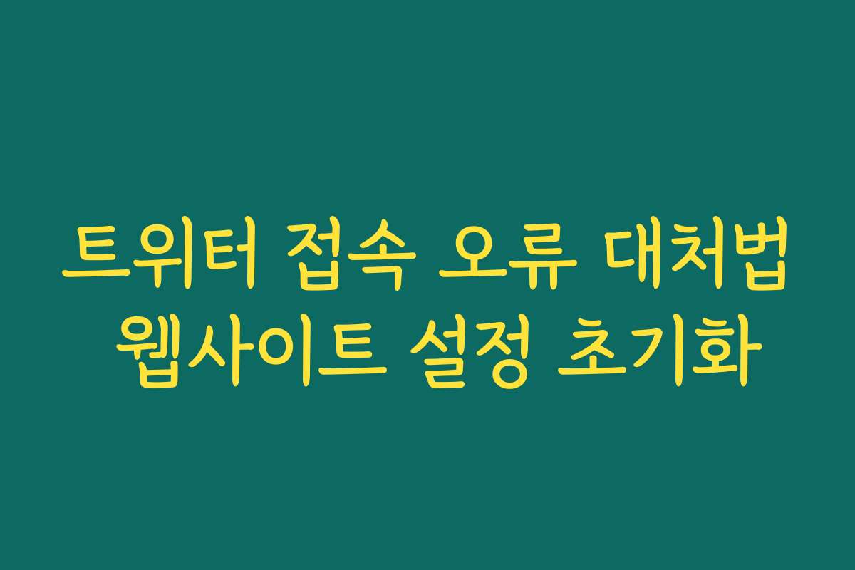 트위터 접속 오류 대처법 웹사이트 설정 초기화