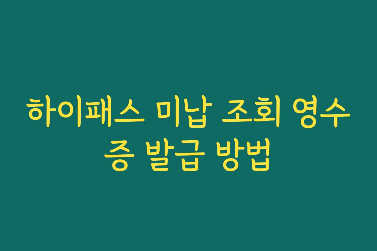 하이패스 미납 조회 영수증 발급 방법