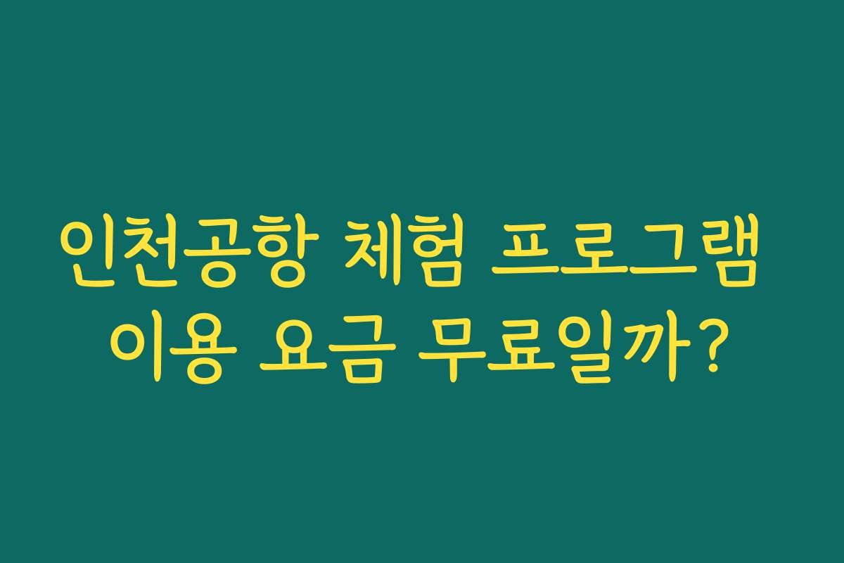 인천공항 체험 프로그램 이용 요금 무료일까?