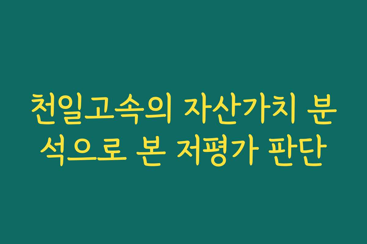 천일고속의 자산가치 분석으로 본 저평가 판단