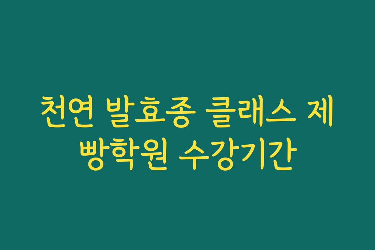 천연 발효종 클래스 제빵학원 수강기간