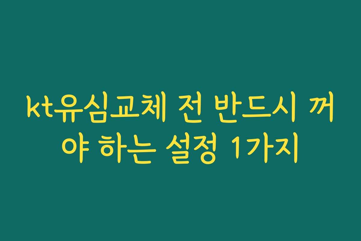 kt유심교체 전 반드시 꺼야 하는 설정 1가지