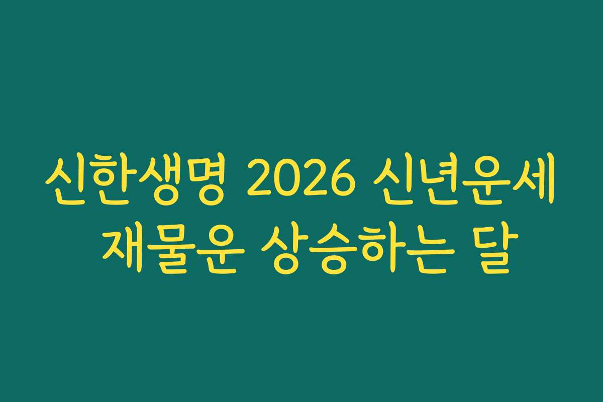 신한생명 2026 신년운세 재물운 상승하는 달