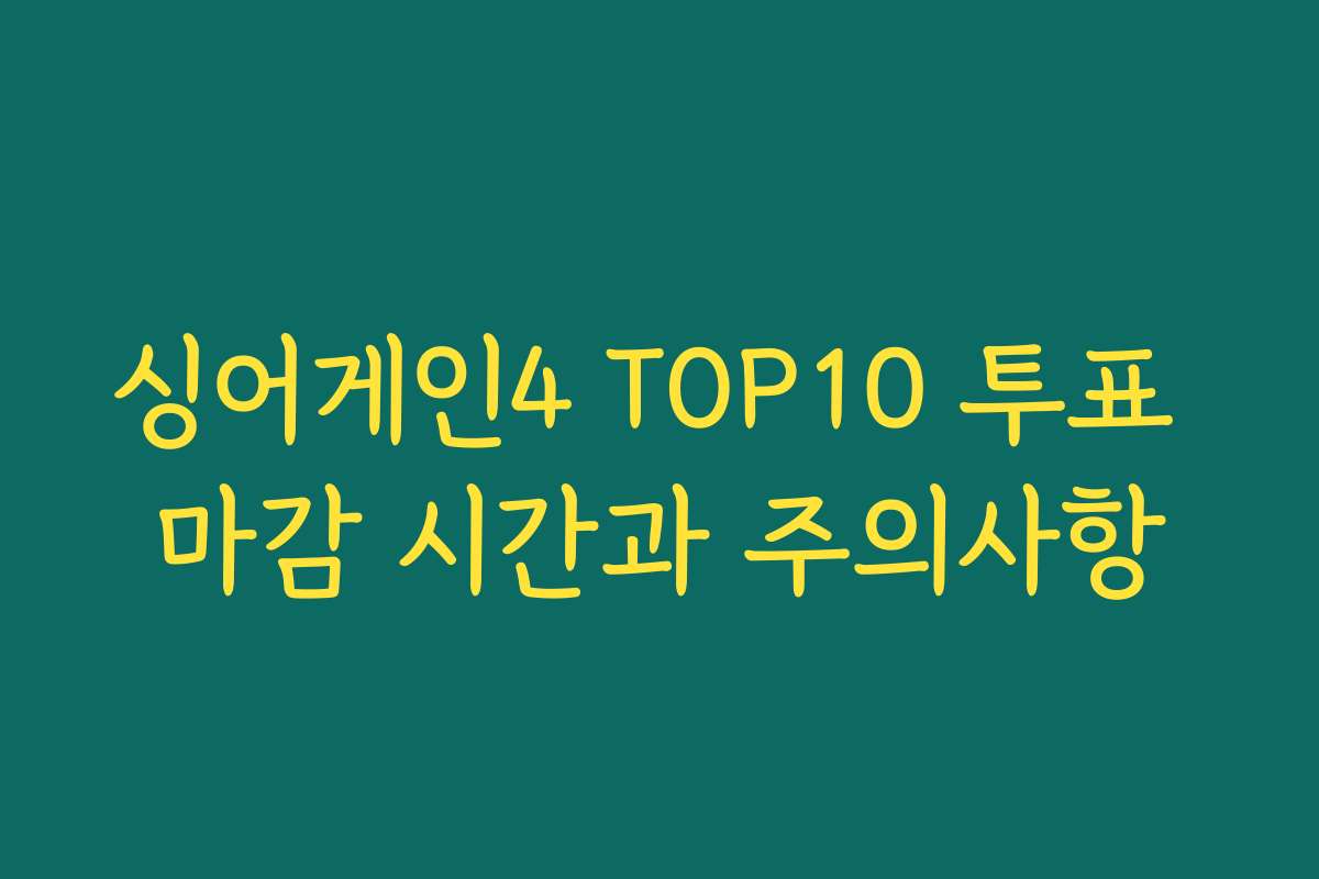 싱어게인4 TOP10 투표 마감 시간과 주의사항