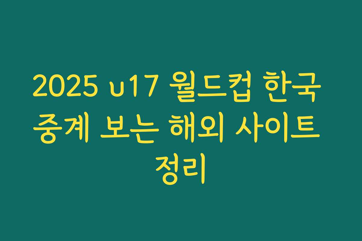 2025 u17 월드컵 한국 중계 보는 해외 사이트 정리