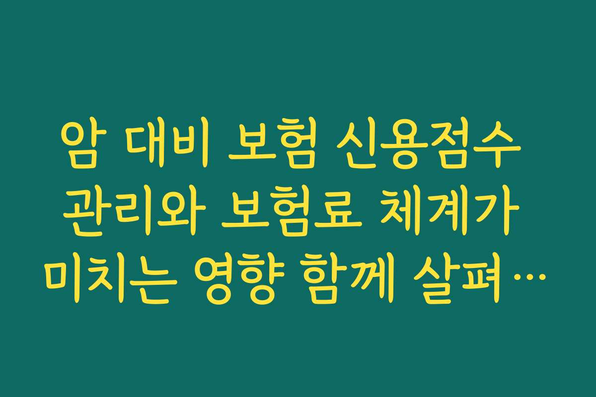 암 대비 보험 신용점수 관리와 보험료 체계가 미치는 영향 함께 살펴보기
