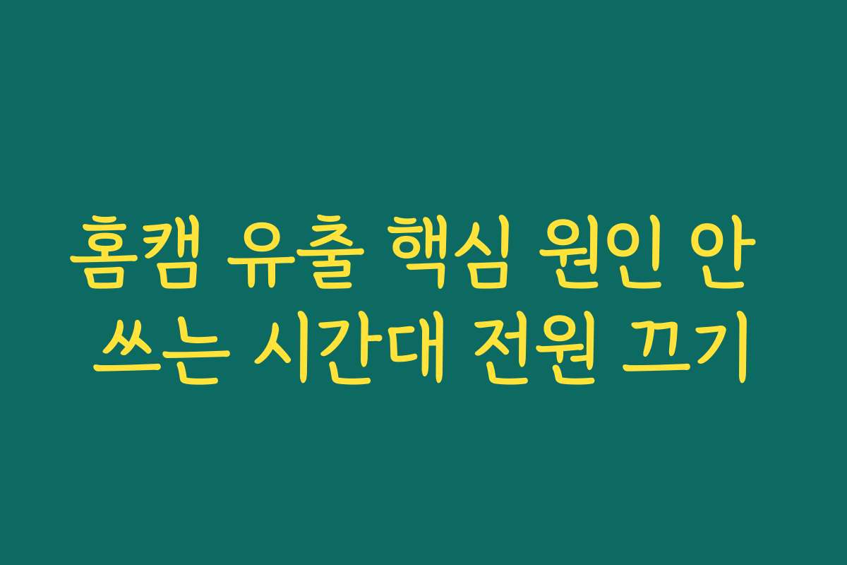 홈캠 유출 핵심 원인 안 쓰는 시간대 전원 끄기