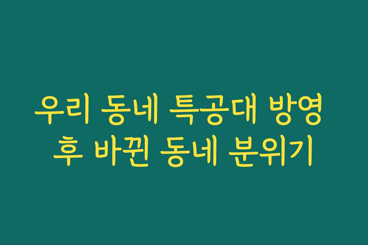 우리 동네 특공대 방영 후 바뀐 동네 분위기