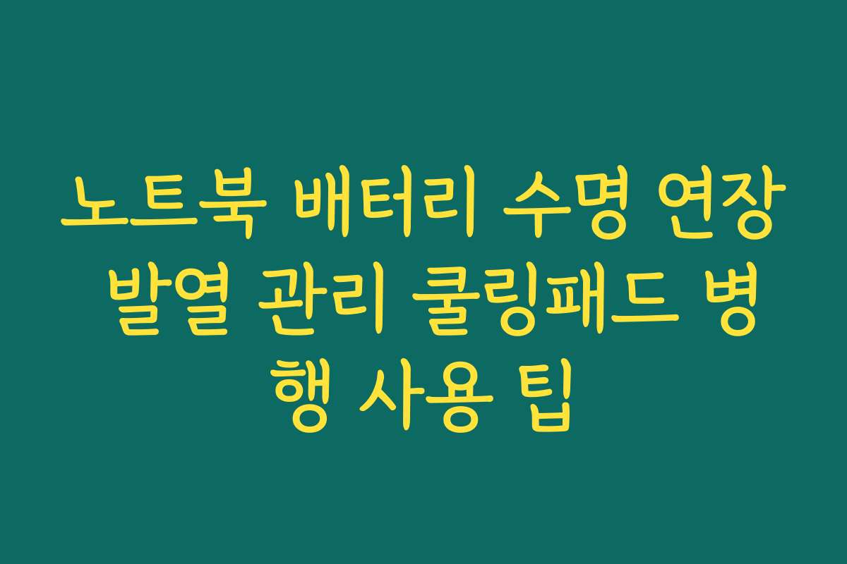 노트북 배터리 수명 연장 발열 관리 쿨링패드 병행 사용 팁