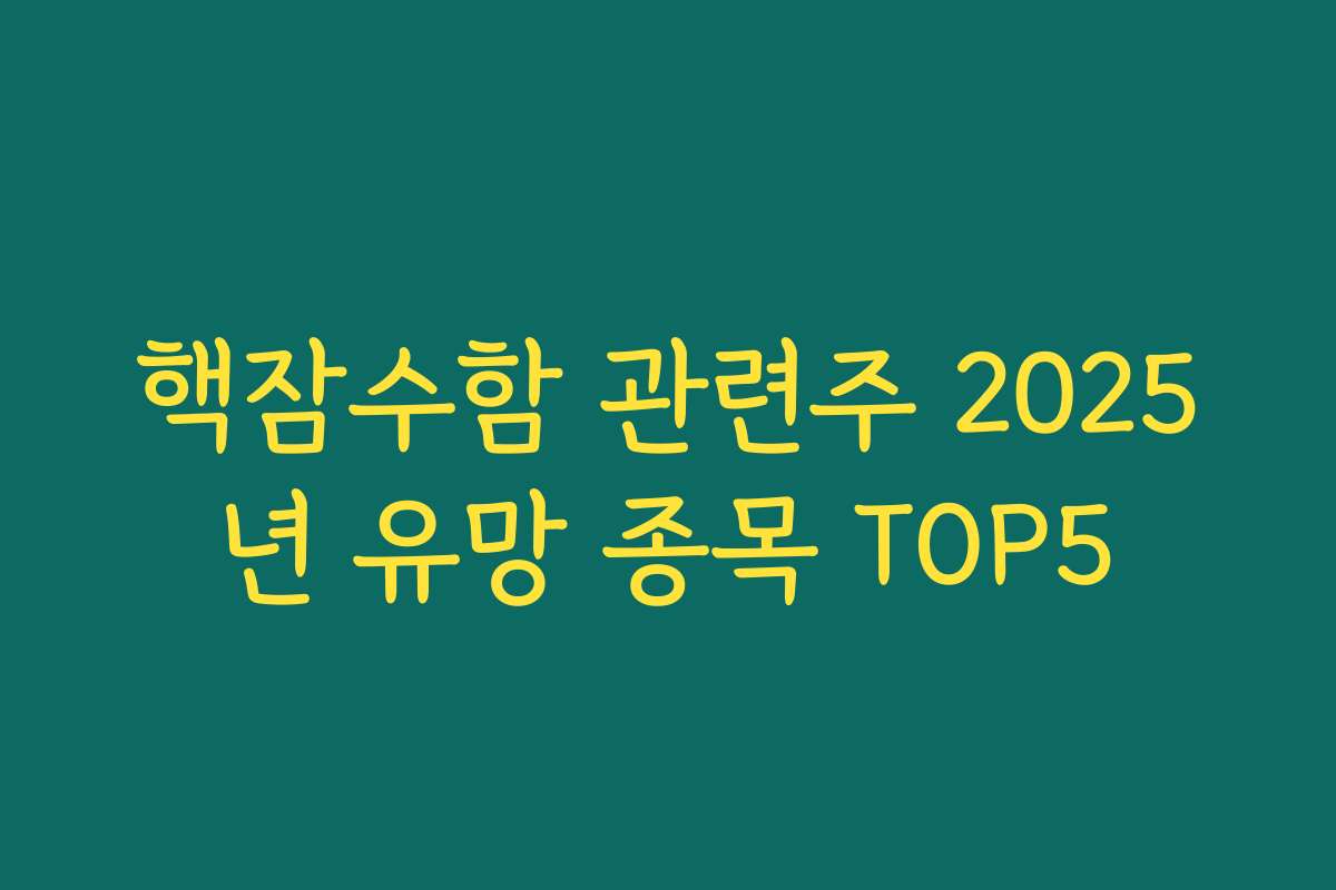 핵잠수함 관련주 2025년 유망 종목 TOP5 핵잠수함 관련주 2025년 유망 종목 TOP5