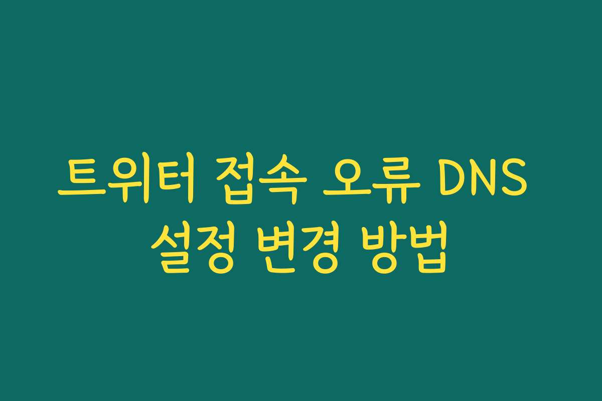 트위터 접속 오류 DNS 설정 변경 방법