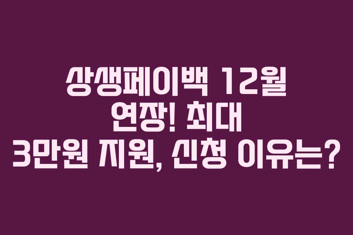 상생페이백 12월 연장! 최대 3만원 지원, 신청 이유는?