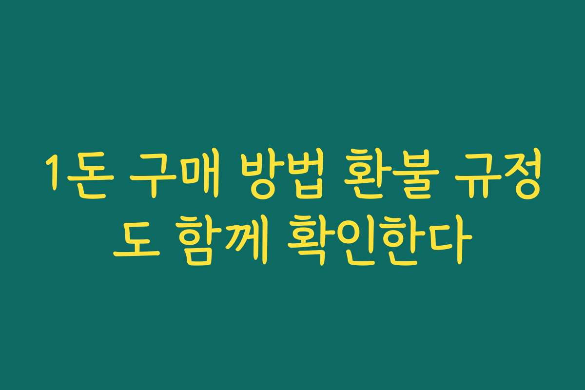 1돈 구매 방법 환불 규정도 함께 확인한다