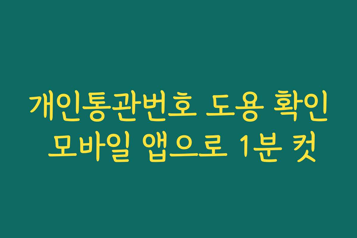 개인통관번호 도용 확인 모바일 앱으로 1분 컷