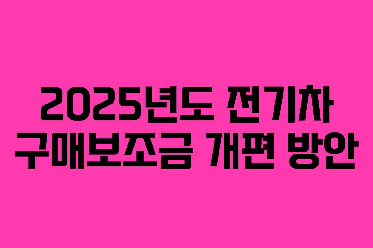 2025년도 전기차 구매보조금 개편 방안
