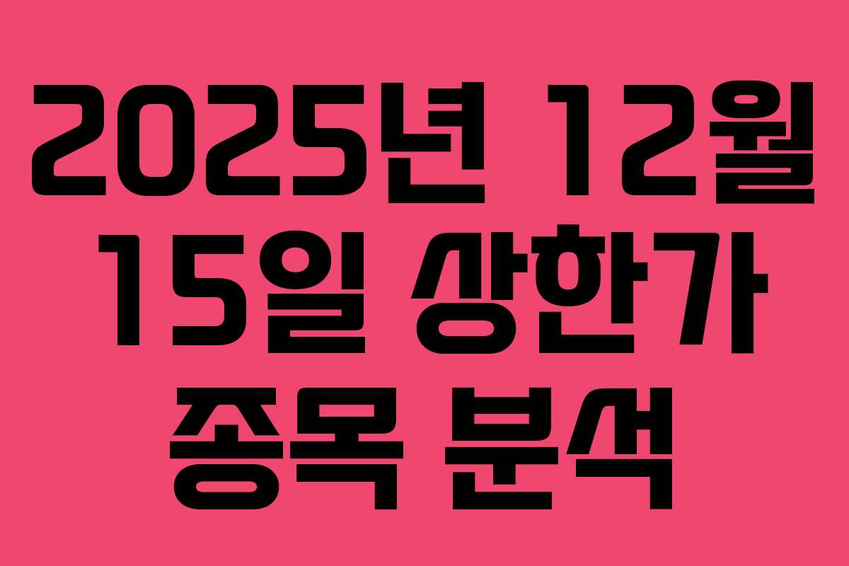 2025년 12월 15일 상한가 종목 분석