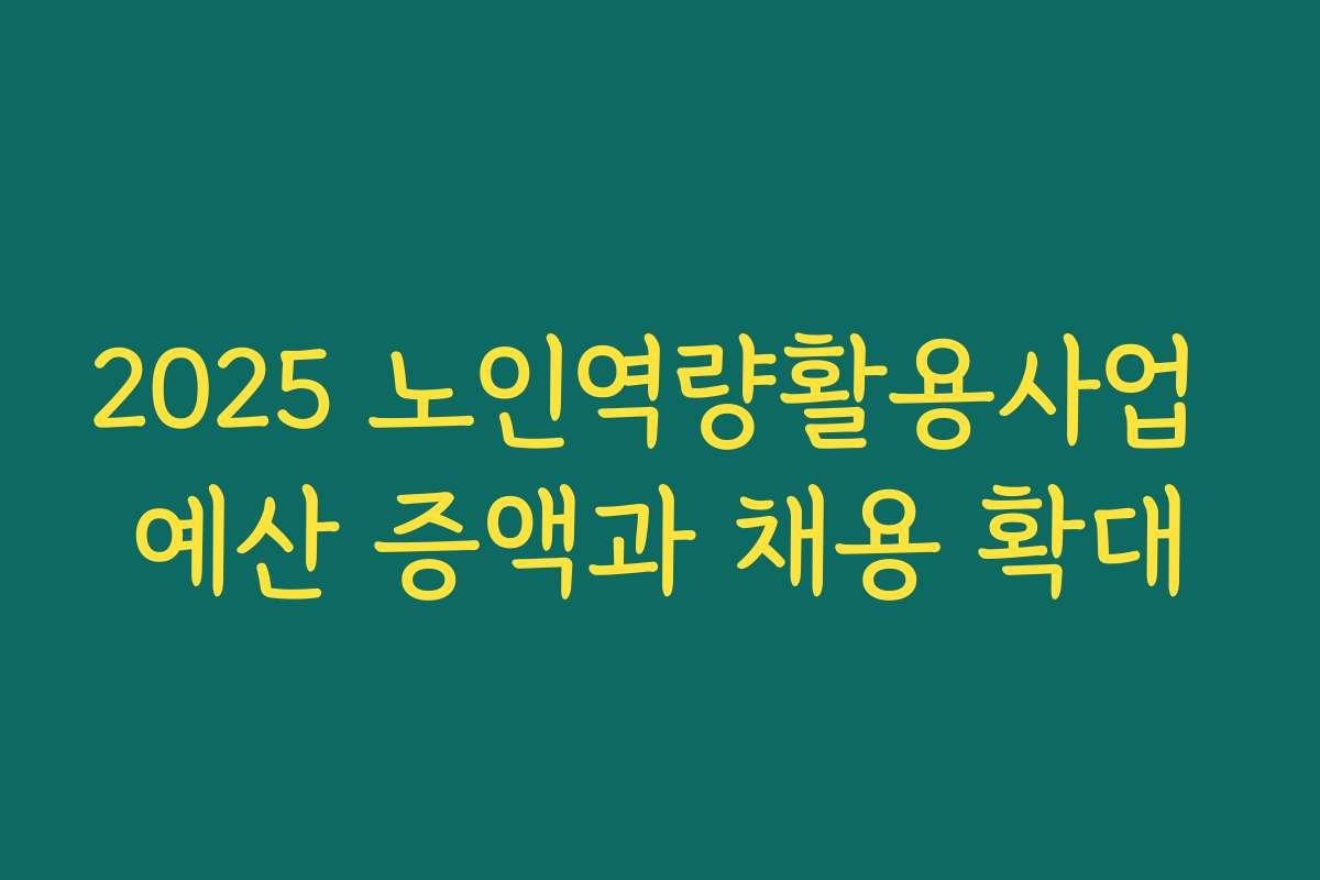 2025 노인역량활용사업 예산 증액과 채용 확대