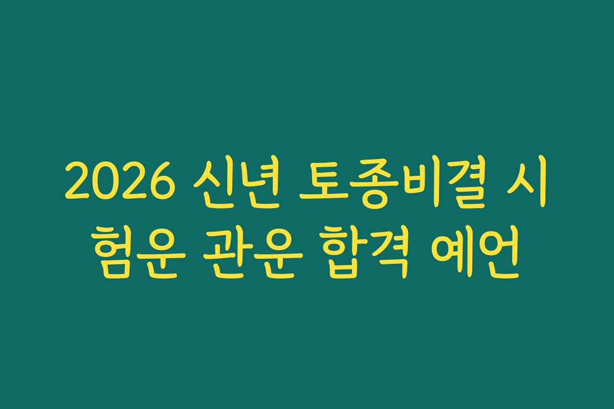 2026 신년 토종비결 시험운 관운 합격 예언