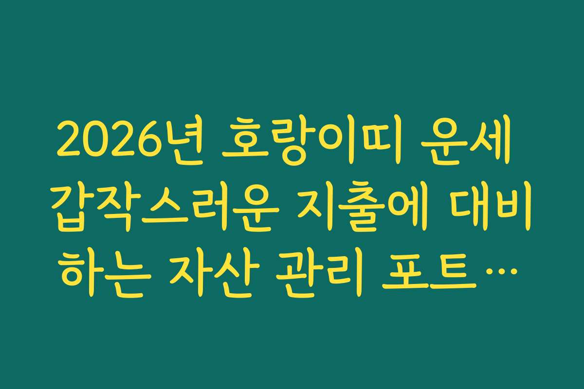 2026년 호랑이띠 운세 갑작스러운 지출에 대비하는 자산 관리 포트폴리오