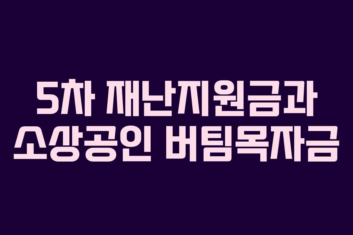 5차 재난지원금과 소상공인 버팀목자금