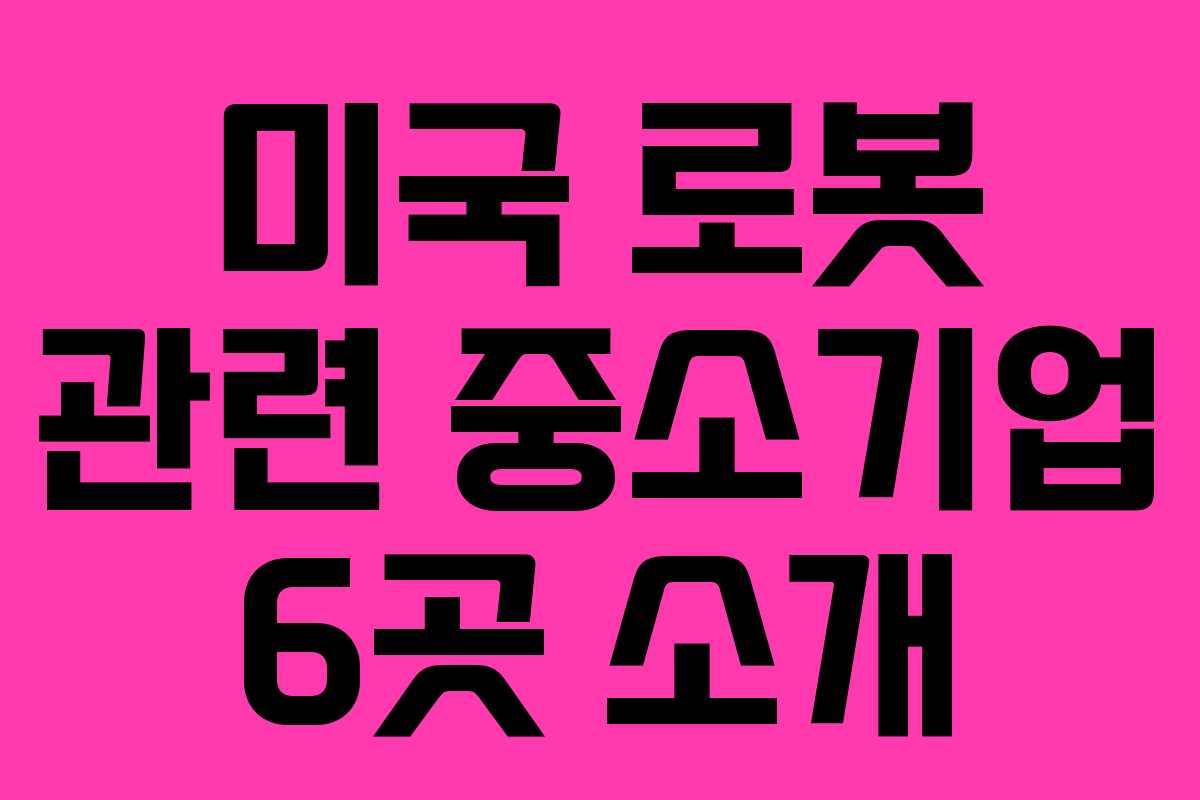 미국 로봇 관련 중소기업 6곳 소개