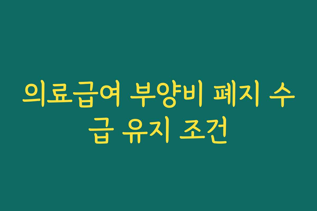 의료급여 부양비 폐지 수급 유지 조건