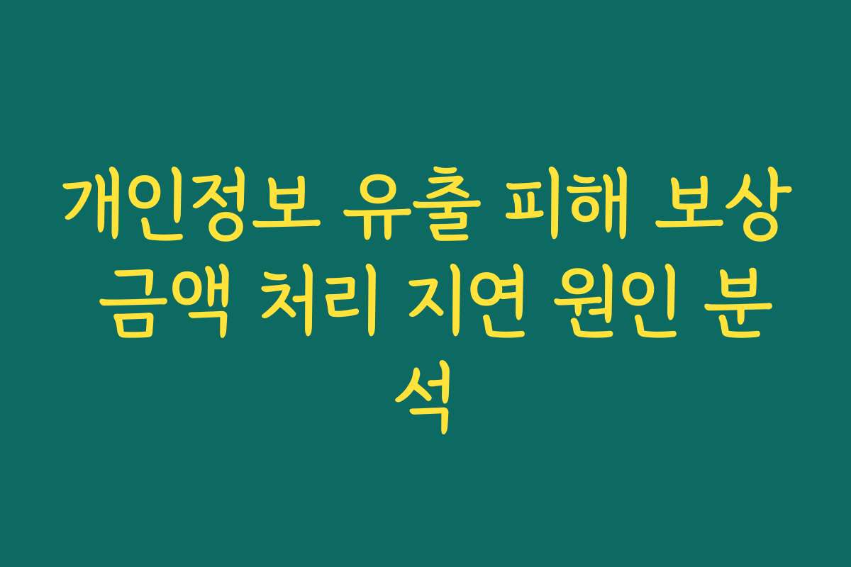 개인정보 유출 피해 보상 금액 처리 지연 원인 분석