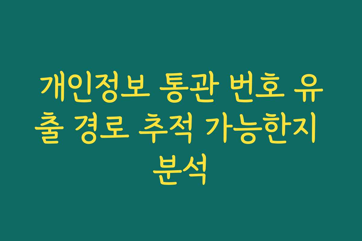 개인정보 통관 번호 유출 경로 추적 가능한지 분석