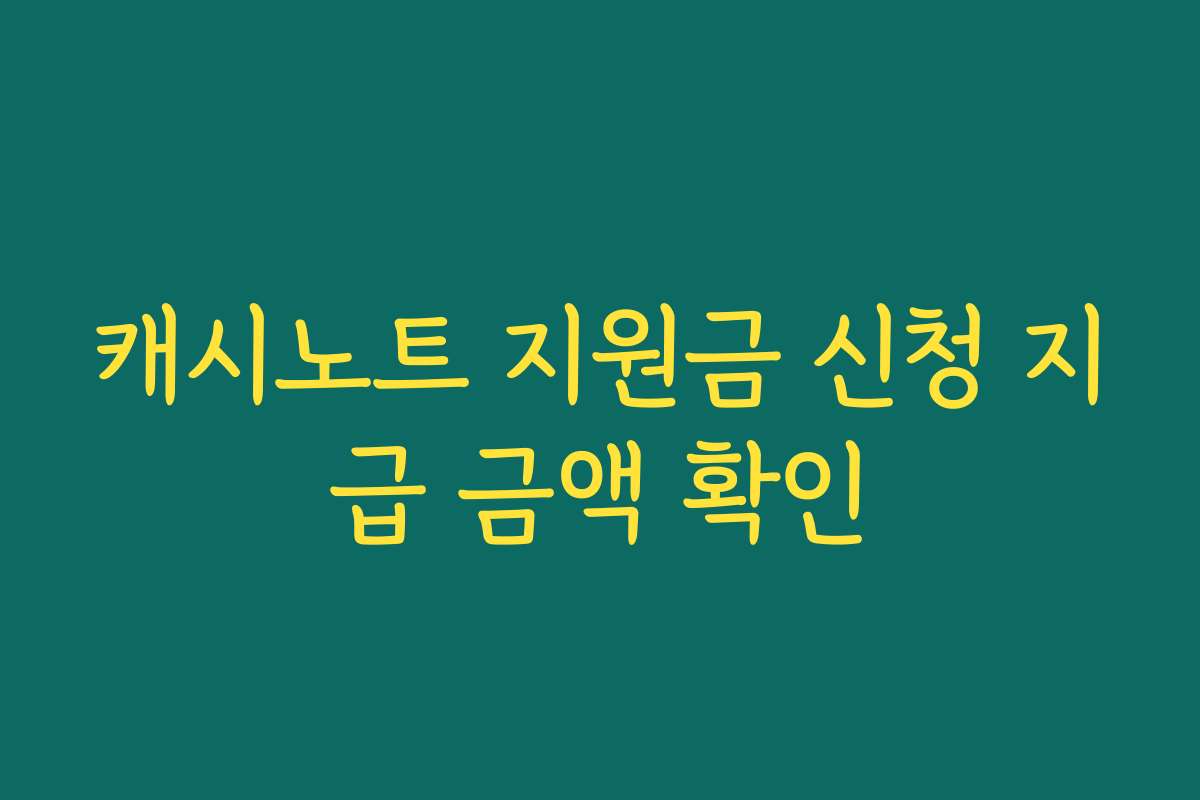 캐시노트 지원금 신청 지급 금액 확인