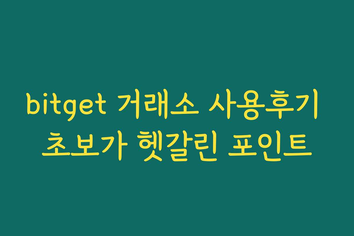 bitget 거래소 사용후기 초보가 헷갈린 포인트