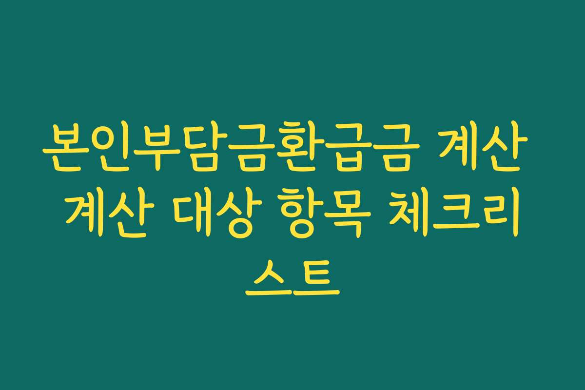 본인부담금환급금 계산 계산 대상 항목 체크리스트