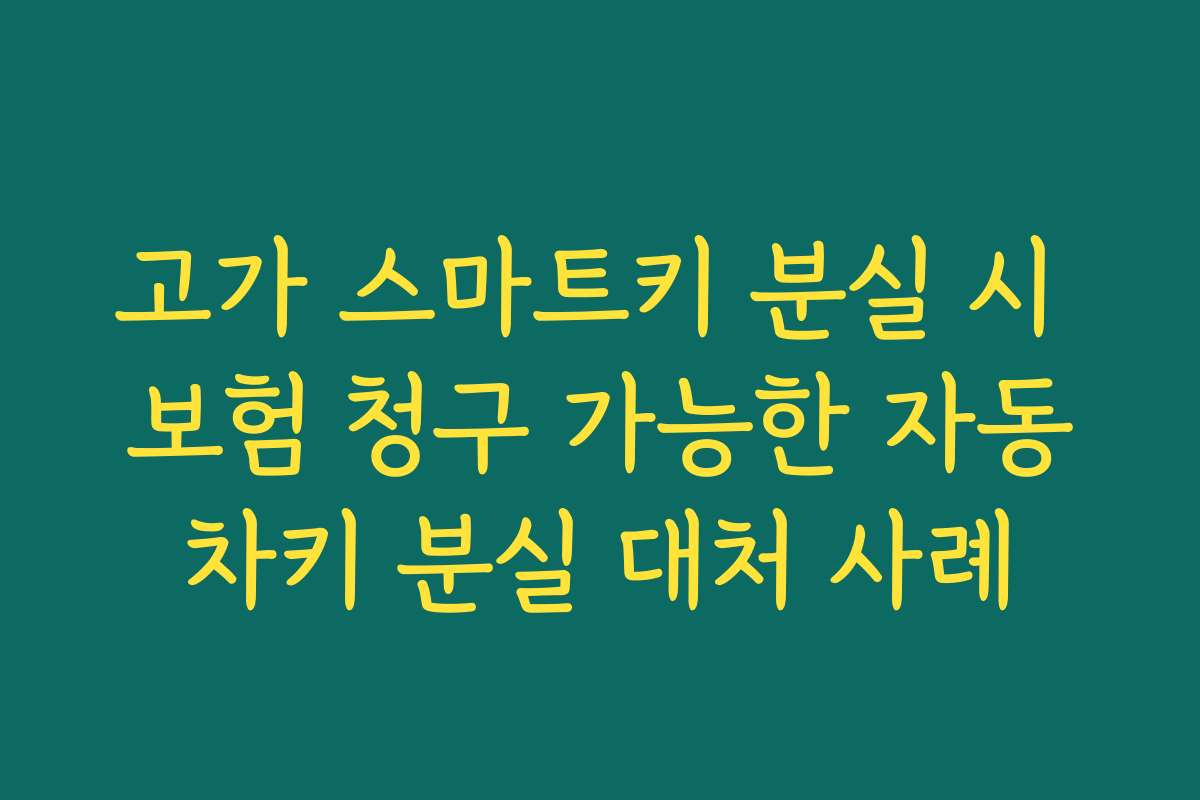 고가 스마트키 분실 시 보험 청구 가능한 자동차키 분실 대처 사례