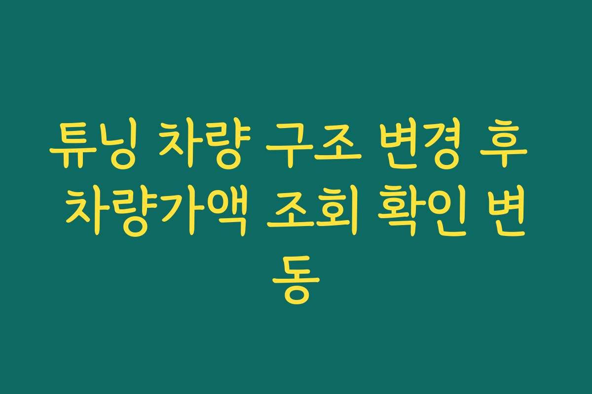 튜닝 차량 구조 변경 후 차량가액 조회 확인 변동