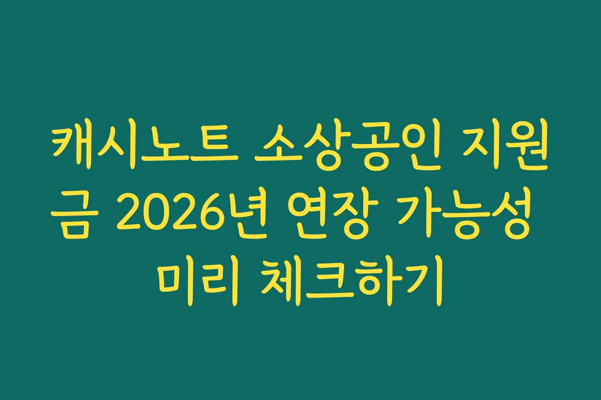 캐시노트 소상공인 지원금 2026년 연장 가능성 미리 체크하기