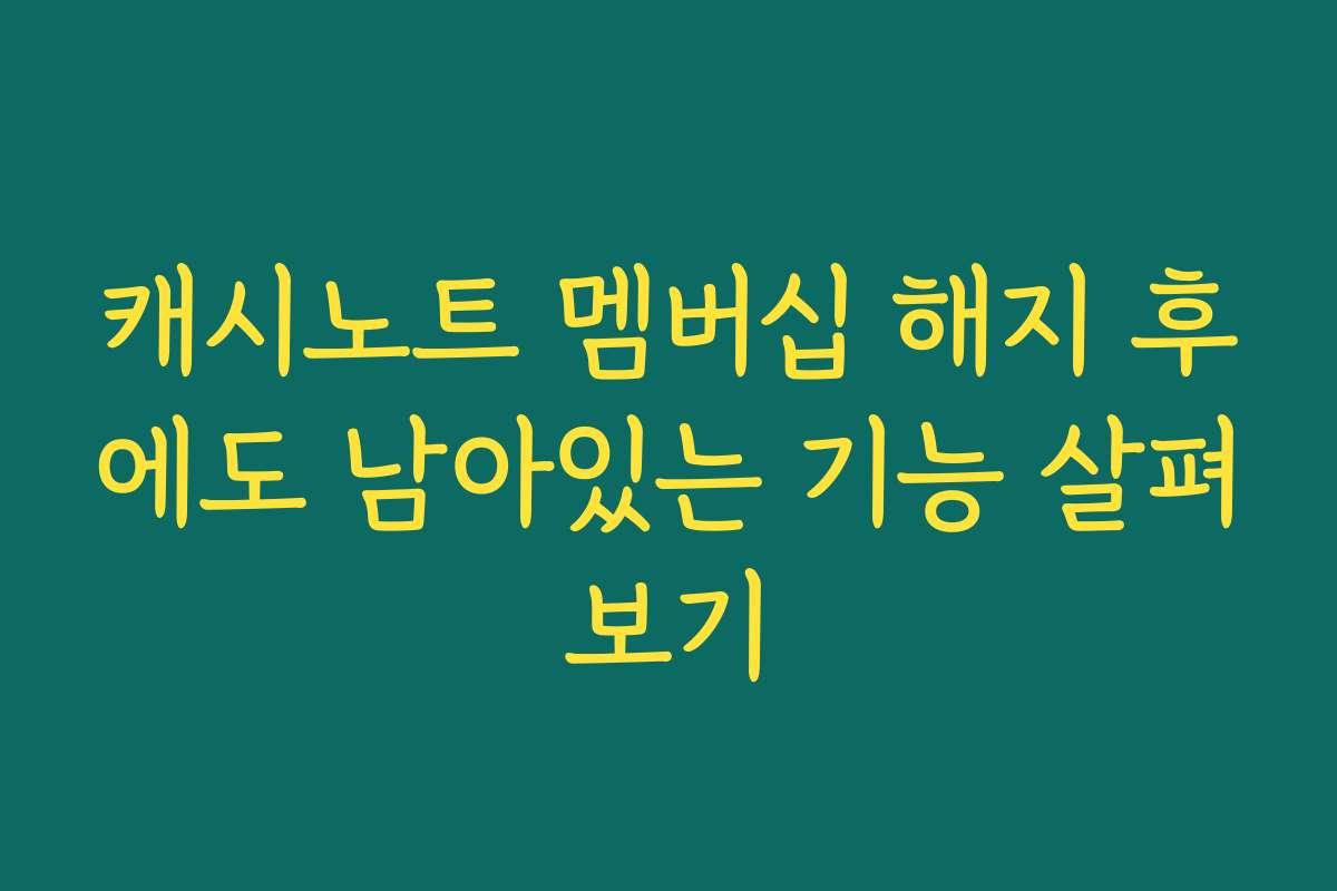 캐시노트 멤버십 해지 후에도 남아있는 기능 살펴보기