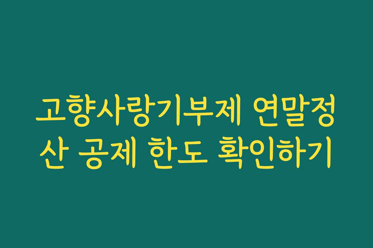 고향사랑기부제 연말정산 공제 한도 확인하기