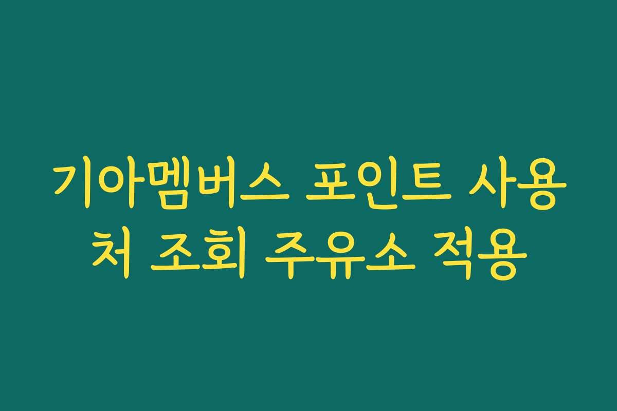 기아멤버스 포인트 사용처 조회 주유소 적용