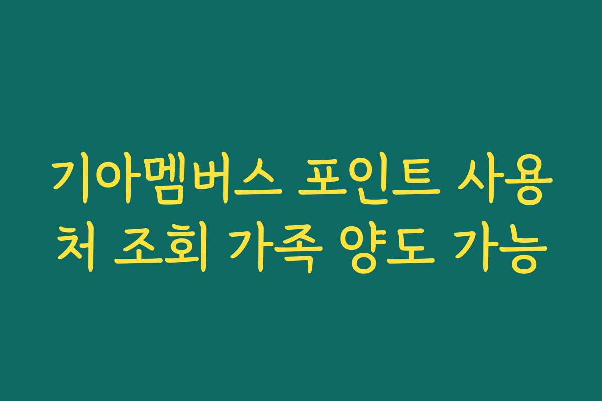 기아멤버스 포인트 사용처 조회 가족 양도 가능